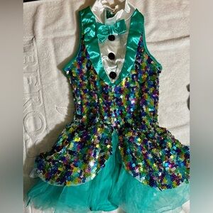 Weissman Teal and Multicolor Sequin Dance Costume